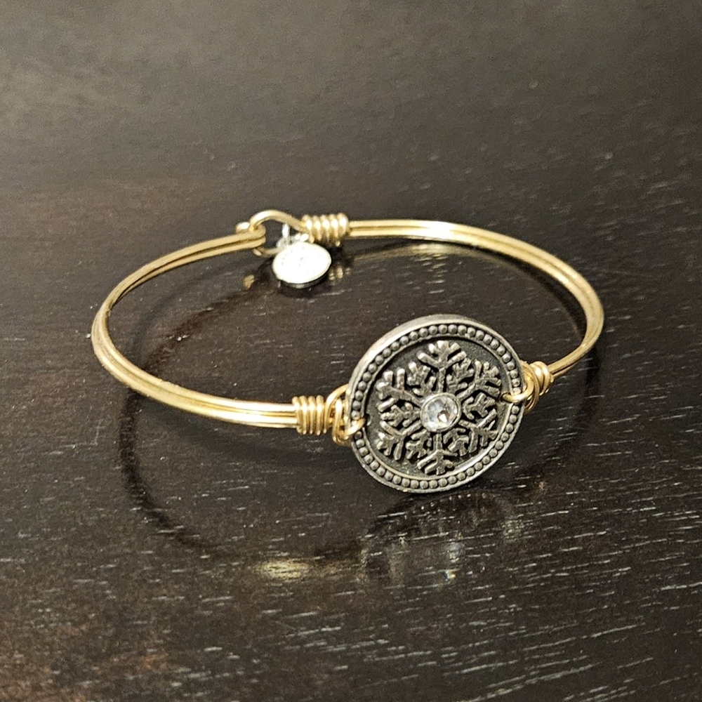 Luca + Danni Snowflake Swarovski Crystal Brass For Valentine's Day Bangle